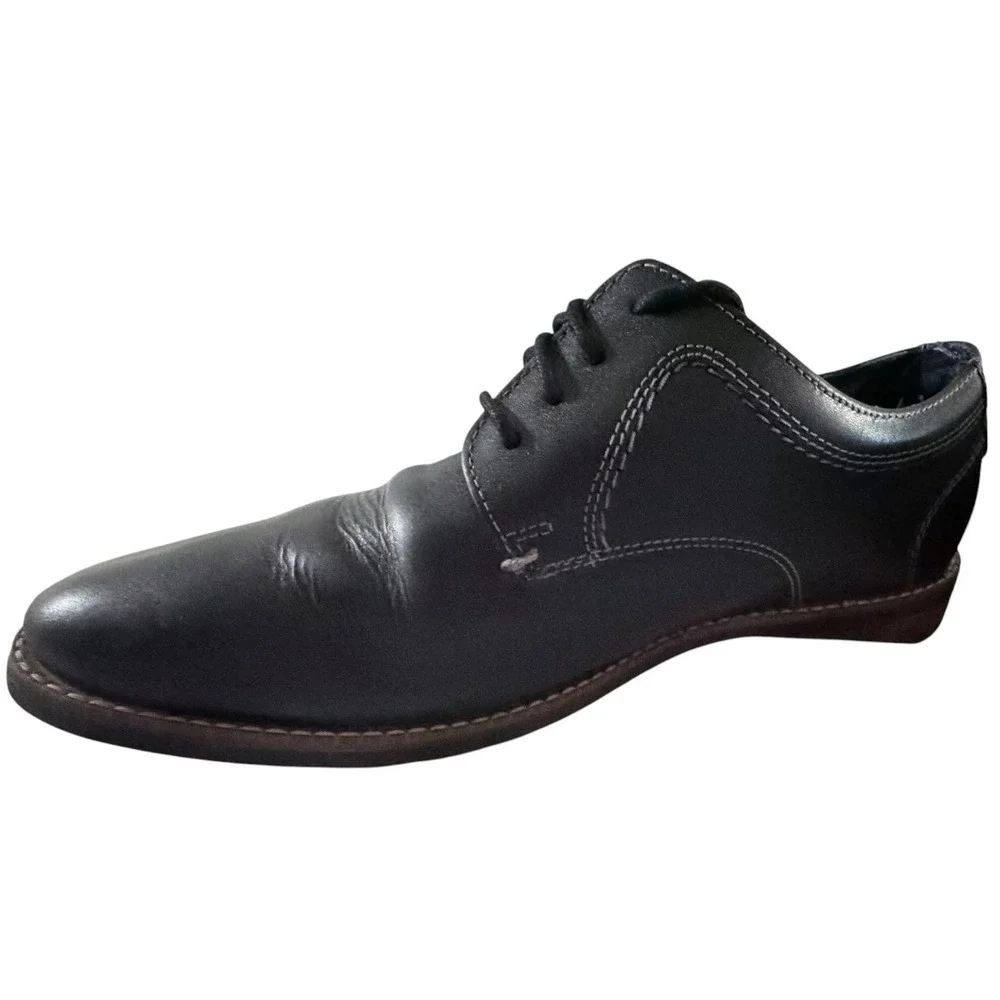 Nunn Bush Chase Black Leather Dress Shoes Men's Size 8.5 M Comfort Gel 81086